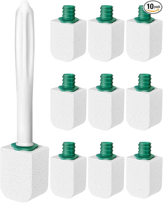 Dukars 10 Packs Pumice Stone Toilet Bowl Cleaner with Long Handle, Heavy Duty Toilet Hard Water Stain Remover,Best Toilet Bowl Cleaner (10, White)