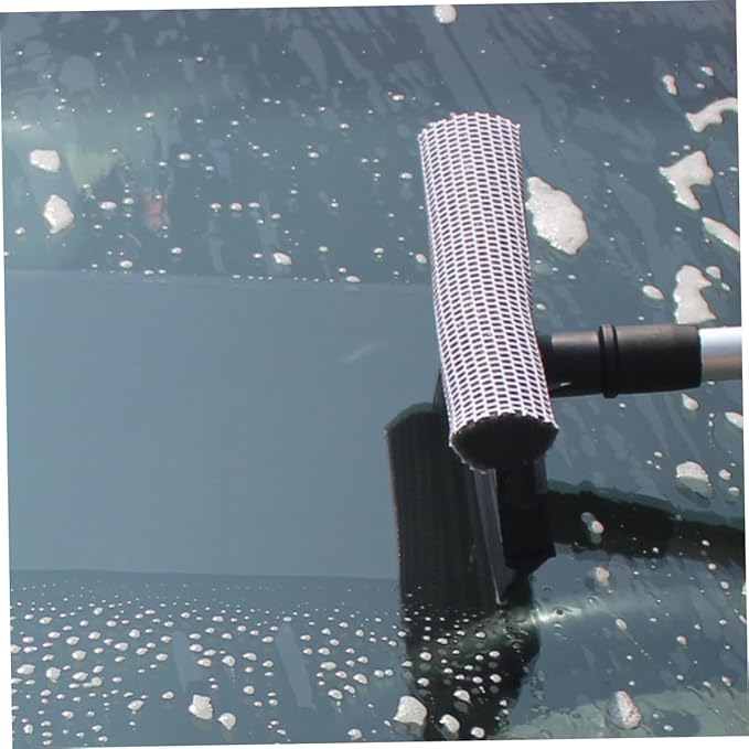 Double-Sided Window Glass Brush Cleaner Wiper Tool for Home Kitchen - Grip for Sliding Doors Mirrors and Vehicle Black