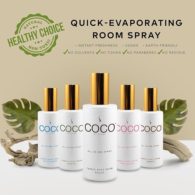 COCO by Stone 5oz All-in-One Spray (Black Currant) Shake & Spray Formula for Fabric, Pillows, Interiors, Clothing, Home Fragrance Accessories, Room Perfume, Room Deodorizer, Vegan & Cruelty-Free