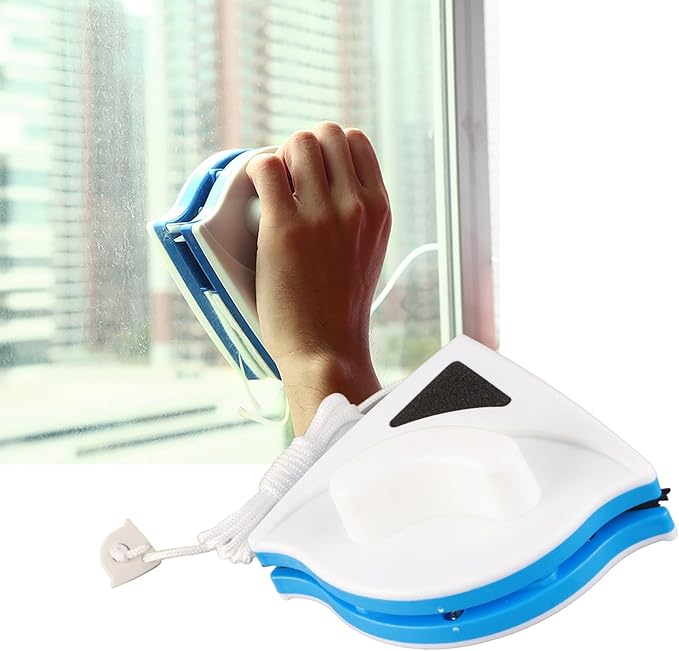 Plastic Double Sided Magnetic Glass Cleaner for Home Window Cleaning, Strong Absorption, Easy to Use, Unique Design, Safe and Convenient for Single Layer Windows