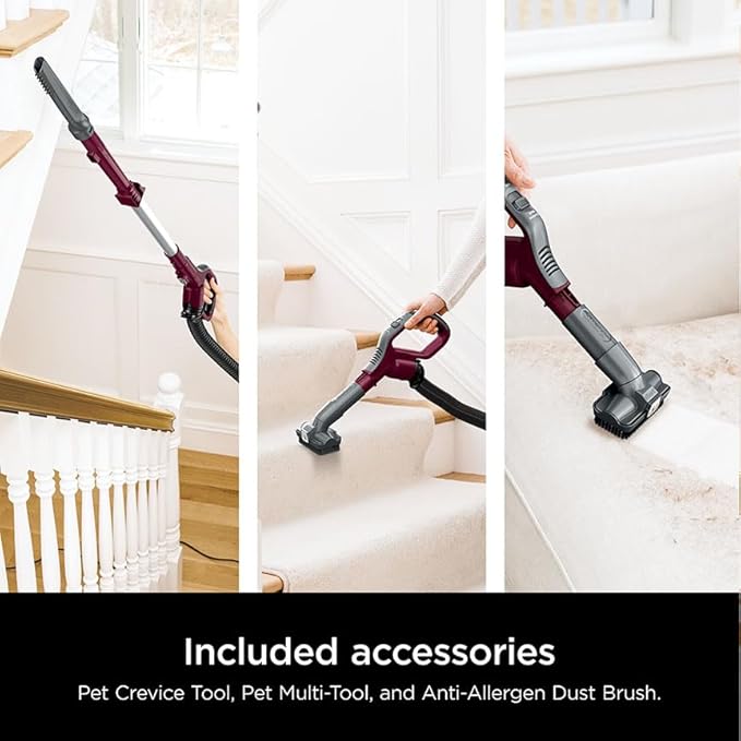 Shark DETECT Lift-Away Corded Upright Vacuum with Detect Technology, Self-Cleaning Brushroll for No Hair Wrap, Anti-Allergen Complete Seal, and Odor Neutralizer Technology, Burgundy, LA492