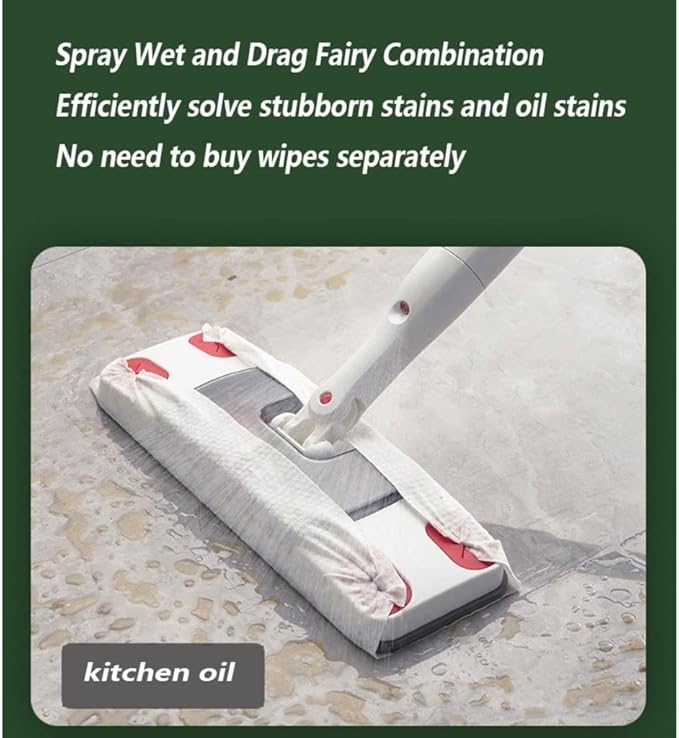Water Spray Mop, Electrostatic Precipitator Disposable Lazy Disposable Clip Cloth Floor Wipe Dry And Wet Dual-use Flat Push 30 Replacement Cloths Included