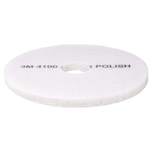 3M White Super Polish Floor Pad 4100, 14", 5/Case, Polish Wood Floors, Spray Cleaning or Dry Buffing Soft Finishes