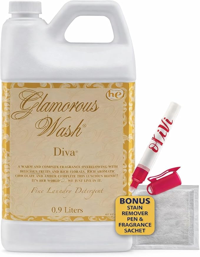 Tyler DIVA Glamorous Wash Laundry Detergent- 32oz - With Olivi Stain Remover Pen - Fresh Scented Sachet - Laundry Detergent - For Washing Clothes, Linen, Lingerie, Expensive Fabric, Sheets