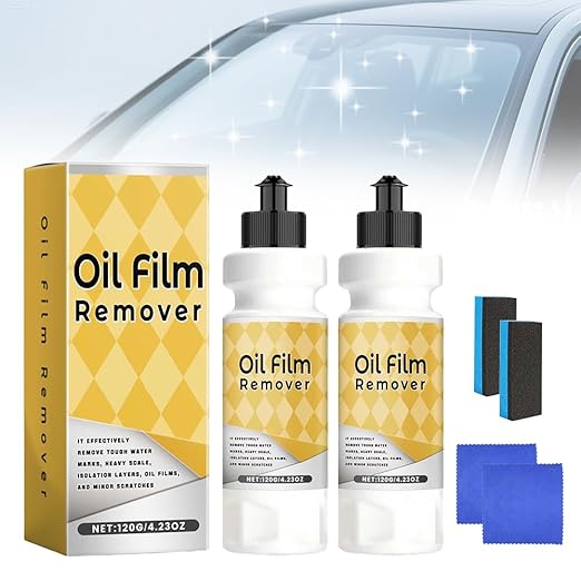 Car Glass Compound for Automotive Glass Cleaner, 2025 New Durable Water Stain Remover, Efficient Oil Film Cleaner, Versatile Glass Cleaning Kit for Automotive Use (2)