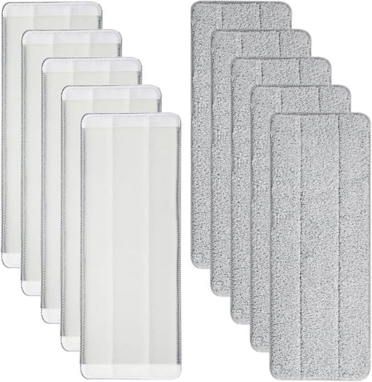 10 Pcs Microfiber Mop Cleaning Pads Mop Heads Replacement Pad Washable Cloth Mat Floor Cleaning Scrubbing Pads Flat Wet Dry Mops Heads for Home Office
