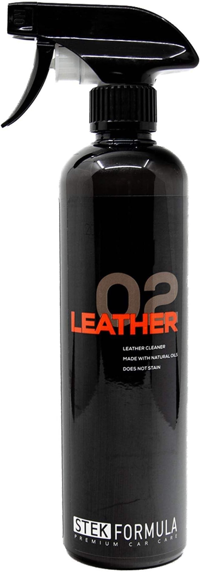02 Leather | Eco Friendly Leather Cleaner | Lifts Body Oils and Grime | Matte OEM Touch on Coated Hides | Controlled Spray for Precision Around Seams and Perforations | 500 Milliliters