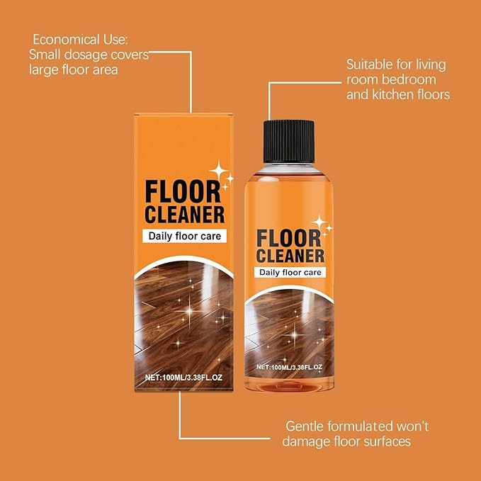 5 in 1 Floor Cleaner Polish - Hardwood Floor Cleaner for Mopping, Stain & Odor Remover, Natural Shine Restorer for Tile, Laminate, Kitchen, Bathroom Floors (2Pcs)
