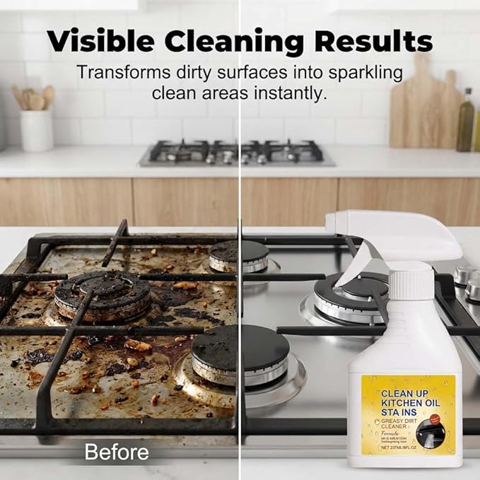Kitchen Heavy Oil Cleaner Spray, Heavy Duty Kitchen Degreaser Spray, Foaming Oil Cleaner for Stove, Oven & Countertops, Multi-Surface Grease Remover for Appliances (3pcs)