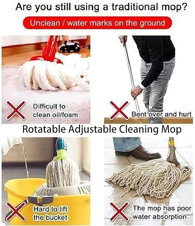 360° Rotatable Adjustable Cleaning Mop, Extendable Wall Washer Mops with Long Handle, Household Rotating Microfiber Spin, Window Bathroom Floor Ceiling, Household Supplies (39.37in 1 Mop Heads)