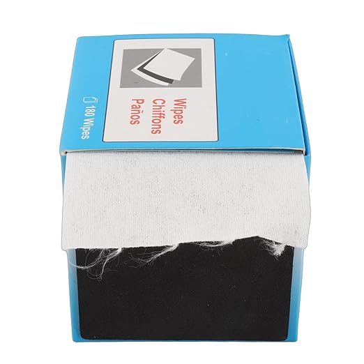 Fiber Optic Wipes, 150Pcs Fiber Optic Connector Cleaner Easy Tearing Both Wet and Dry Use Optical Fiber and Face Dust Paper with Rubber Pad