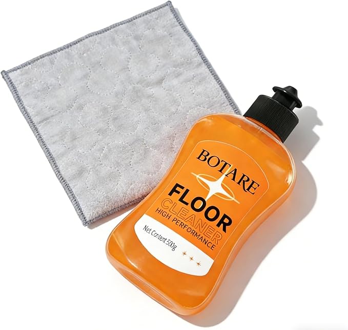 Floor Cleaner Liquid for Mopping, Household Deep Cleaning Solution for Wood,Hardwood,Tile,Laminate,Marble & Porcelain & Bathroom,Orange Scent,17.6 Fl Oz Each(1 Bottle+1 Cleaning Cloth)