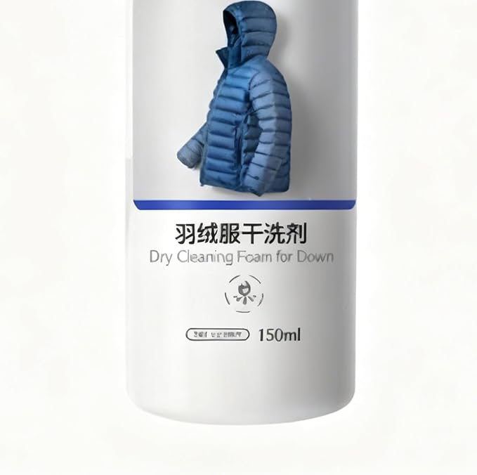 Down Jacket Detergent, Dry Wash Foam Spray 150ml for Clothes, Jackets, Coats, Fabrics, Carpet, Sofa, Home, Travel, Easy Stain Removal Use