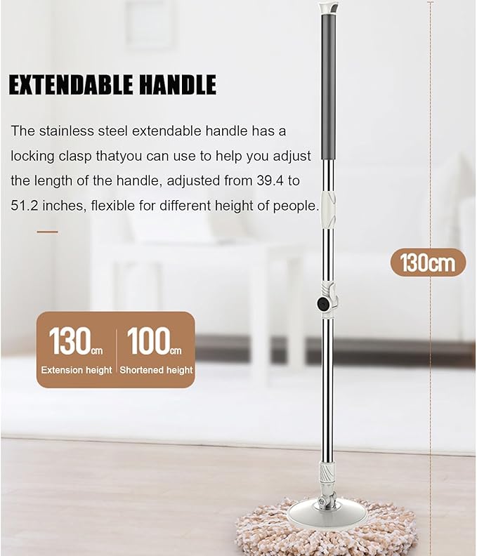 Mop and Bucket Set, Spin Mop and Detachable Inner Mop Bucke Self-Wringing Floor Cleaning System for Hardwood, Wood, Laminate, Tile, Wall with 5 Microfiber Pads