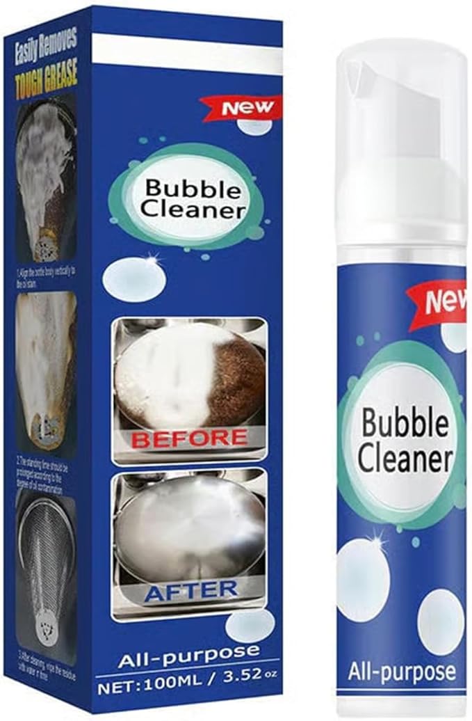 Foaming Heavy Oil Stain Remover, Rinse-Free Foam Cleaner Spray for Kitchen Grease, Multi-Surface All Purpose Cleaner for Stovetops, Countertops, Range Hoods & Sinks (100ml/3.4oz, 1-Pack)