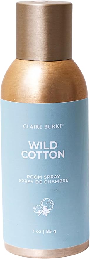Claire Burke Wild Cotton Scent Room Spray, 3 oz - Fresh Home Fragrance & Air Freshener, Natural Scent Home Fragrance, Long Lasting Natural Air Freshener