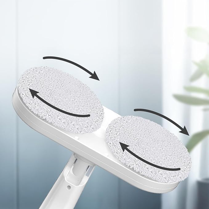 Electric Spin Mop with Water Sprayer Rechargeable Lightweight Cordless Electric Mop for Floor for Hardwood Tile Marble Floors (White)(White)