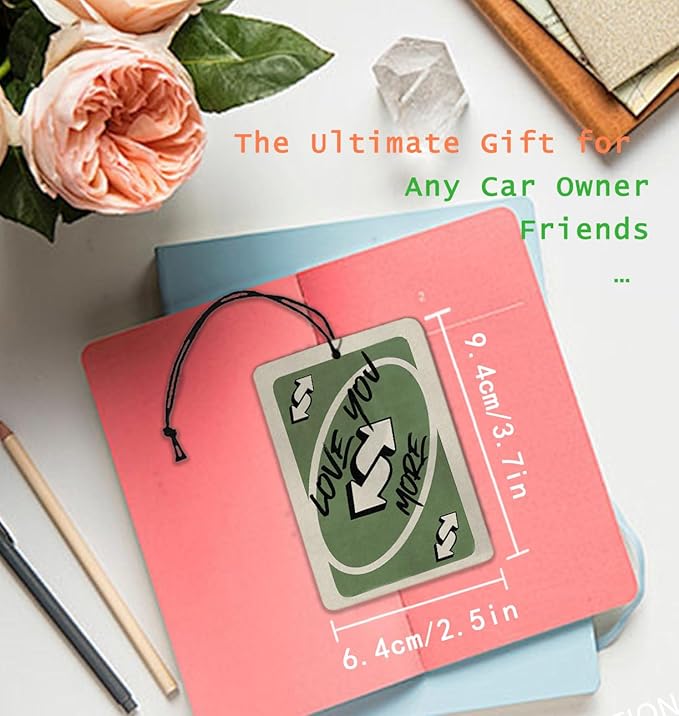 Vintage Green Car Air Freshener Trendy Retro Moss Green Car Accessories Hanging 3Pcs, Love You More Girly Fun New Car Scents Mirror Decor Retro Preppy Gifts for Women Teens(Real)