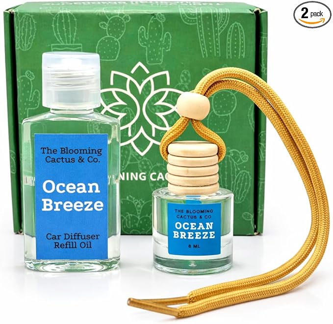 Car Diffuser with Refill included | Car scented on the go | Car Air Freshener Hanging | Long Lasting Fragrance | Phthalate Free Fragrance. (Ocean Breeze)
