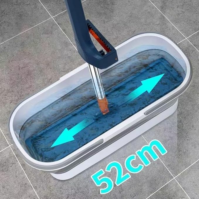 Dfcdcoo New 2024 Style Large Flat Mop,Roseionly Large Flat mop,360° Rotating Magic Self Wringing Flat Mop,Large Flat Mop and Scalable Bucket with Wheels (White+White Bucket)