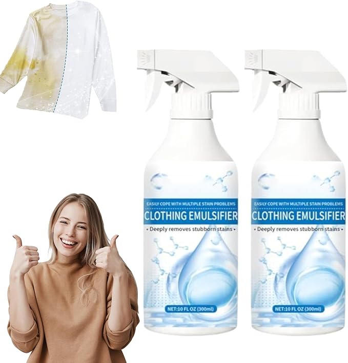 Clothing Emulsifier Stain Remover,300ml Non Ionic Emulsifier Clothing Cleaner,Powerful Clean Shop Clothings Emulsifiers,for Grease, Oil, Food On Clothes And Shoes (2p'c's)