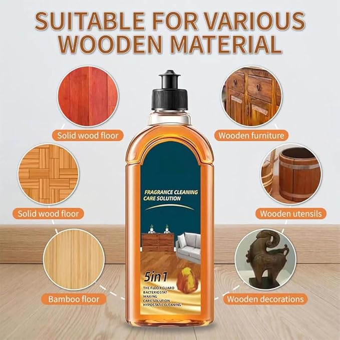 Stain & Odor Remover Floor Cleaner, 5 In 1 Floor Cleaner - Aucosh Hardwood Floor Cleaning Polish Restorer Combo, Natural Shine, Leaves Protective Layer (2)