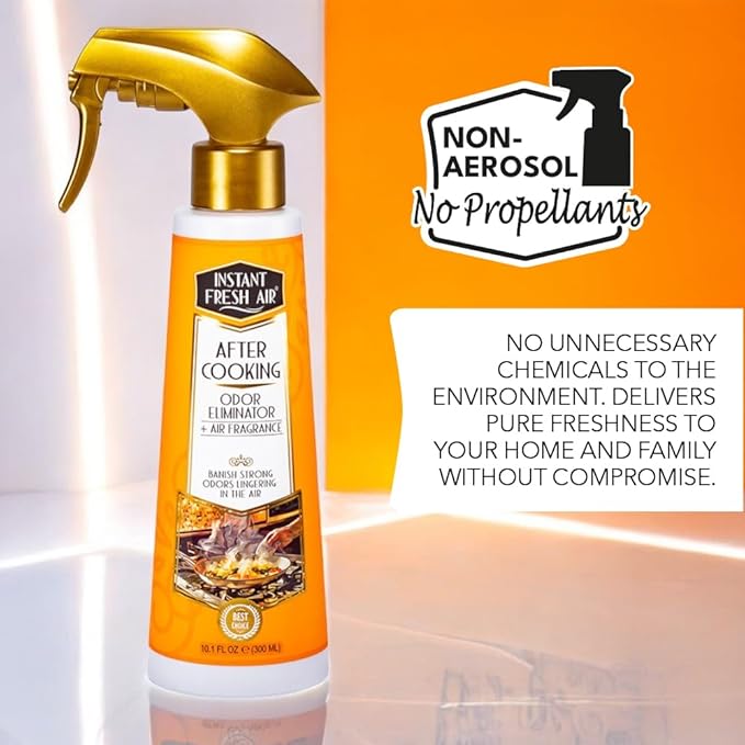 'After Cooking' Odor Eliminator - Cooking Smell Eliminator & Kitchen Odor Absorber - Removes Lingering Food Odors Instantly - Vanilla Candle Scent - 10.1 oz.
