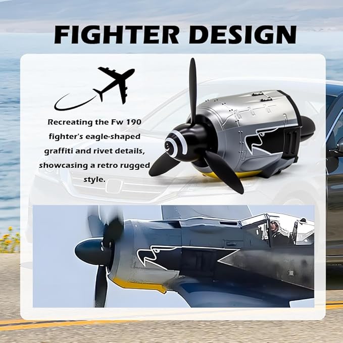 Fw-190 WW2 Planes Car Vent Decor,Creative Air Vent Clips Fit for Horizontal/Vertical Air Vents,Fw-190 Fighter Car Airs Freshener with Rotating Propeller as Cool Gifts for Men (Fw 190 Fighter Plane)