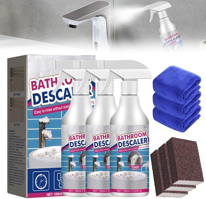 Bathroom Descaler Cleaner, 2024 New Multipurpose Bathroom Foam Cleaner Stubborn Stains Cleaner, Bathroom Descaler Cleaner Spray, All Purpose Rinse Cleaning Foam for Bathroom (3)