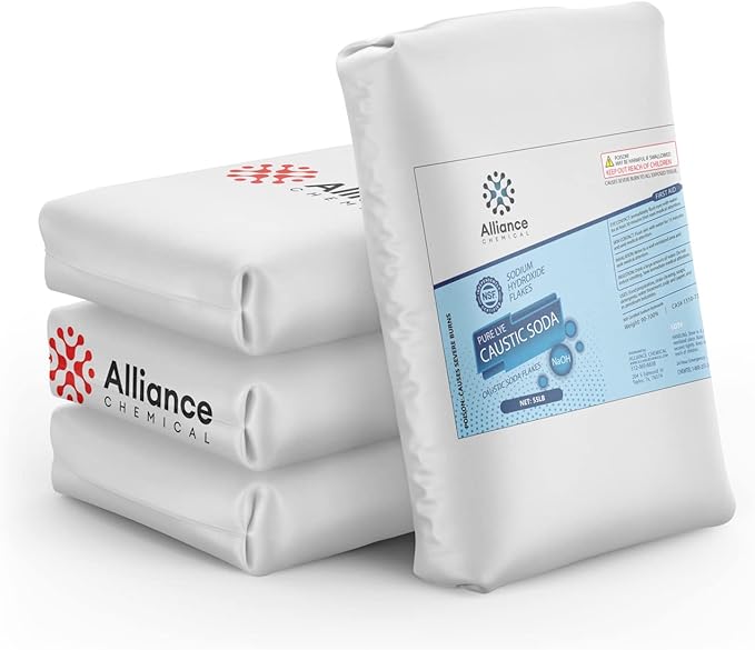 Sodium Hydroxide Flakes - Water Treatment Grade - Full Pallet - 40 x 55lb Bags - Pure Red Devil Lye/Caustic Soda - for Soaps, Drain Cleaner, Textiles, Water Treatment