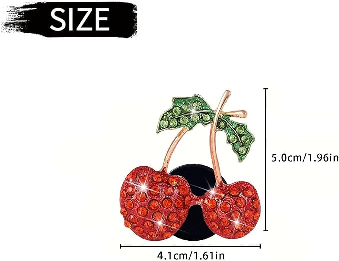 Red Cherry Car Air Vent Freshener Perfume Clip, Rhinestone Air Outlet Fragrance Perfume Clip Freshener, Car Decorations, Interior Accessories (Odor Random)(Ocean, lavender, cologne, peach)