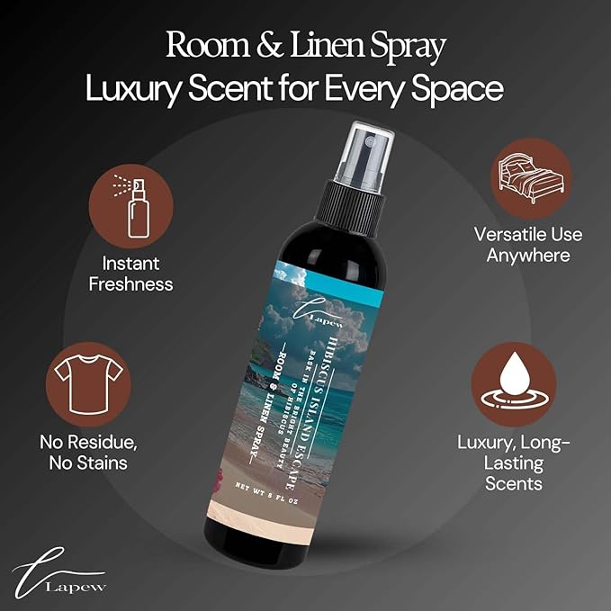 Lapew Room & Linen Spray | Fragrance Mist for Home, Car & Office | Fabric & Air Freshener | Neutralizing Mist | Made in USA | Hibiscus Island Escape