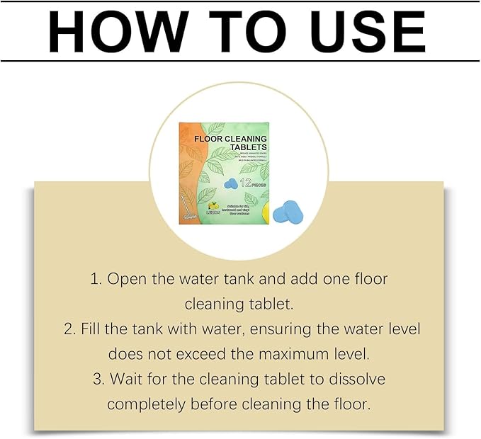 Floor Cleaning Tablets, 12pcs Floor Cleaner Tablets Hard Floor Cleaner Tablets, Floor Cleaning Tablets for Mopping, Pre-Measured Dissolvable Cleaning Solution for Wood Tile Marble, Lemon Scent (36PCS)