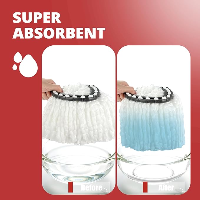 3 Pack Spin Mop Replacement Head + 3 Pack 40% More Cleaning Power Mop Replace Head for Ocedar Easy Wring 1-Tank System