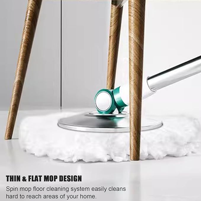 Spin Mop & Bucket Set for Home - 360° Spinning Mop and Detachable Inner Wringer Basket - 5 Microfiber Replacement Head Refills for All Surface Floor Cleaning,Green