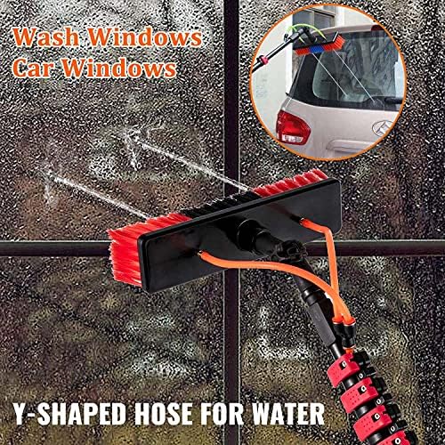 Glass Cleaning Brush Home Water Fed Telescopic Pole Kit Solar Panel Brush Rotating for Photovoltaic Panel，3.6-10.8M Window Cleaning Pole Water Fed Pole Kit Telescopic Brush Extendable Window