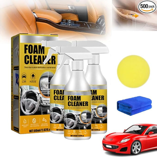 RJDJ Multi-purpose Foam Cleaner, Foam Cleaner for Car, Foam cleaner all purpose, Car interior foam refinisher cleaner, Multi-purpose Foam Cleaner Leather Clean Wash Automoive Car Interior (3pcs)