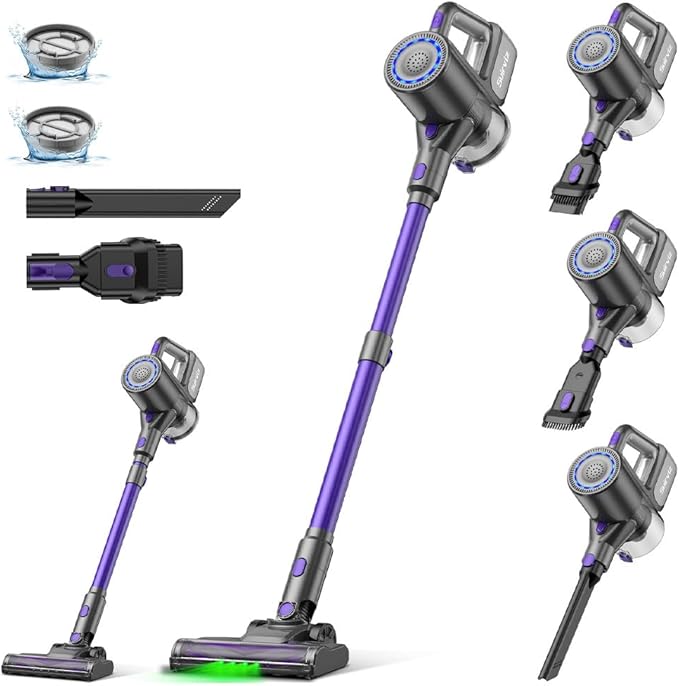 Cordless Vacuum Cleaner, 40KPA/500W/35Mins, Powerful Suction with Green LED Dust Detection, Stick Vacuum Self-Standing, Lightweight Handheld Vacuum for Pet Hair, Carpet & Hard Floor