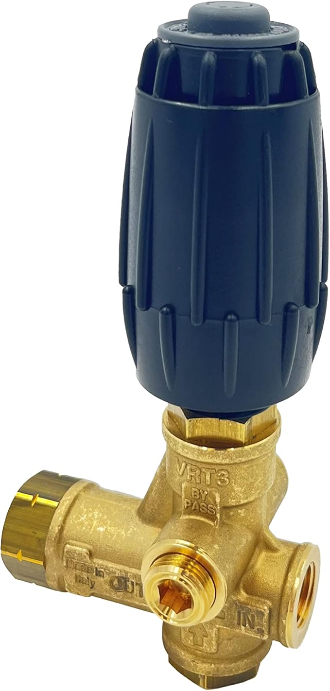 Annovi Reverberi VRT3-310EZ Unloader, Black Spring, 4500 PSI, 10.5 GPM, Adjustment Knob, EZ Start, Brass