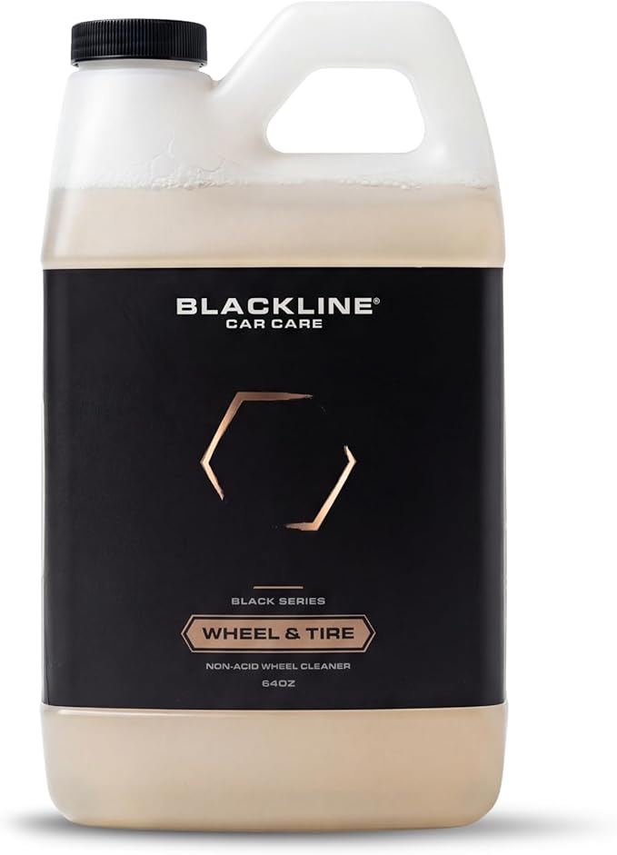 Blackline Wheel & Tire Cleaner Spray - Non-Acidic Brake Dust Remover Bug Remover & Wheel Cleaner for Cars, Trucks and More — Versatile, Fast Acting, and Safe for Most Finishes (64 Fl Oz)