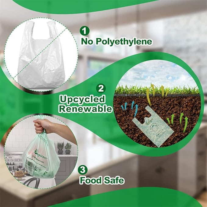 OrangeBio 3 Gallon Compostable Trash Bags, 200 Count, Plant-Based Small Garbage Bags for Kitchen, Bathroom & Food Waste, BPI ASTM D6400 & TÜV OK Compost Home Certified