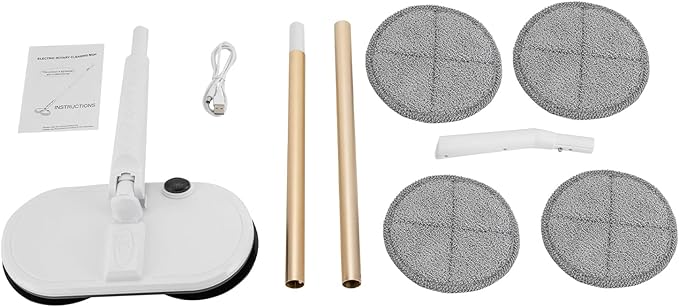 Electric Mop, Cordless Spin Floor Mop with LED Headlights, 60 Mins Spin Power Scrubber Tool, Rechargeable Floor Cleaner for Hardwood and Tile Floors