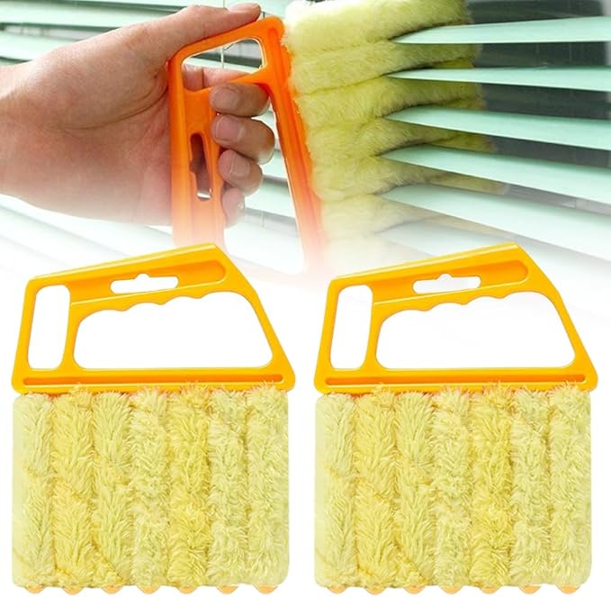 Blind Cleaner Duster Tool, 2026 New Blind Dusters for Cleaning,Cleaning Brush,7 Finger Dusting Cleaner Tool for Window & Air Conditioner,Window Blinds Cleaner Microfiber Washable (Yellow-2PCS)