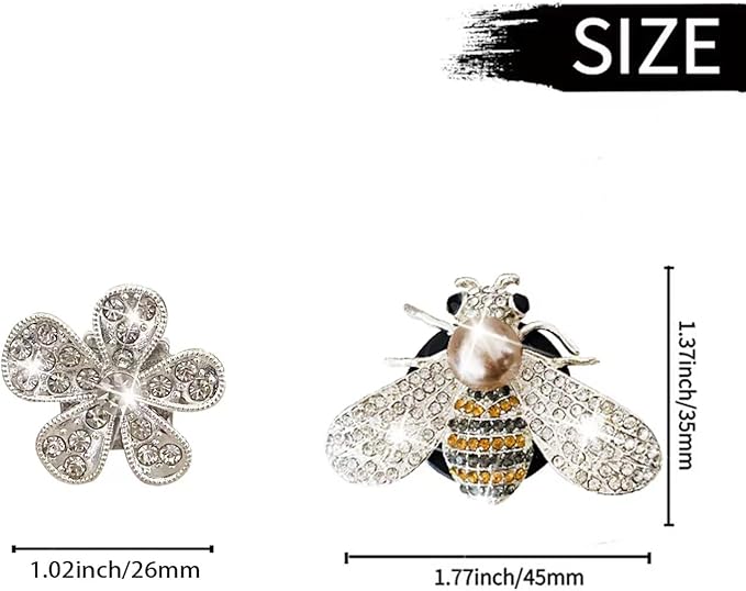 Bling Bee Flower Air Vent Clips, Crystal Daisy Car Air Fresheners Vent Clips Car Diffuser Vent Clip Rhinestone Decoration Interior Decor Bling Accessories for Women (Bee & Daisy)