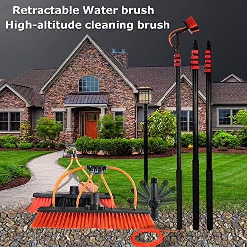 Telescopic Glass Cleaning Brush,Water Fed Telescopic Brush, Window Cleaning Kit with Extension Pole, Outdoor Window Cleaner, Solar Panel Cleaning System for Photovoltaic,30cmbrush,20FT/6M