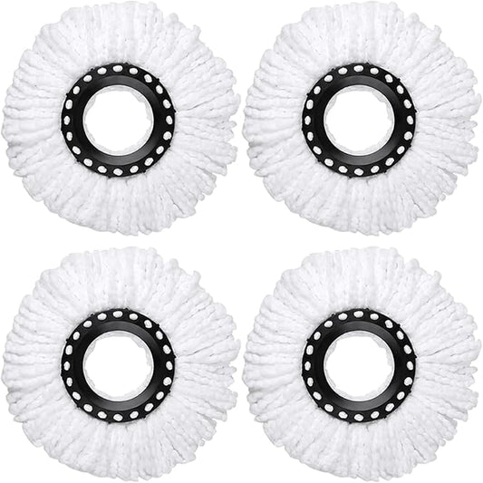 4 Pack Mop Replacement Heads for 360 ° Spin Mop, Microfiber Spin Mop Refills, Easy Cleaning Mop Head Replacement Mop Bucket Set Accessories