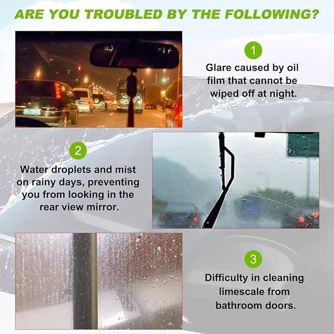 Car Glas Guard, Glass Guard Windshield Cleaner, Car Window Oil Film Remover, Handheld Glas Emulsion Coating Cleaning Brush, Improve Clarity and Visibility with Refill Liquid (2pcs)