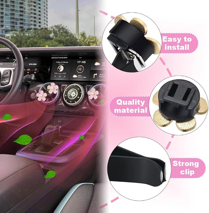 6 Pcs Daisy Flower Air Vent Clip Air Conditioning Outlet Clip Car Air Freshener Clip Car Interior Decor Charm Colorful Car Interior Accessories for Girls Women (Pink)