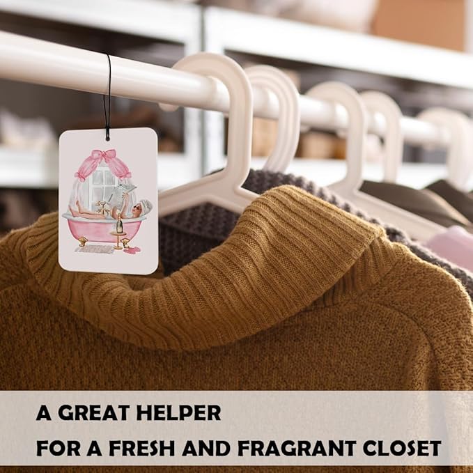 Pink Girls Bathroom Car Air Freshener 3 Pcs, Preppy Girly Peach Shower Karaoke Guest Check Air Freshener Hanging Decor for Cars Closet Drawer Books Bathroom Washroom Toilet Restroom