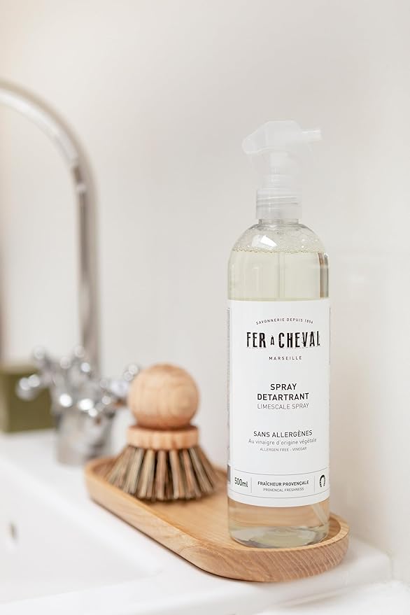 Fer à Cheval Limescale Spray 500 ml/16.9 fl oz (2 Pack) – Plant-Origin Multi-Surface Cleaner for Hard Water Marks and Soap Residue, Made in France